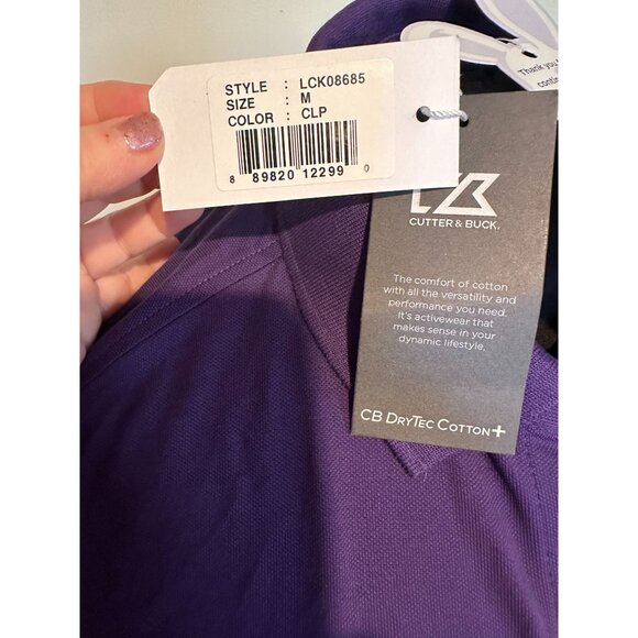 Cadbury Cutter & Buck Size M Polo Shirt NWT Women’s Slim Fit Purple Embroidered‎ - Picture 8 of 10